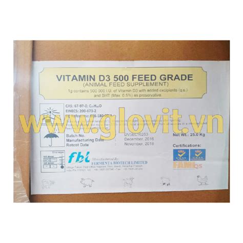 Vitamin D3 1 MIU/g, Divis Laboratories .